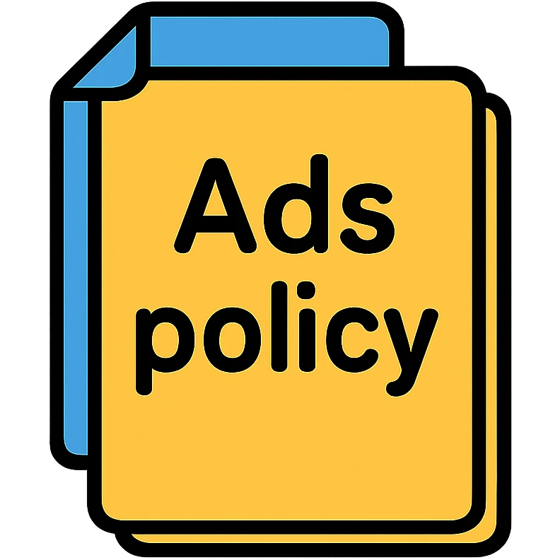 A document with "Ads policy" written on the cover page emoji