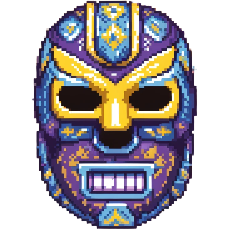 Purple and blue luchador mask with decorative patterns emoji