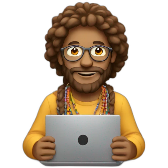 Hippie with laptop emoji