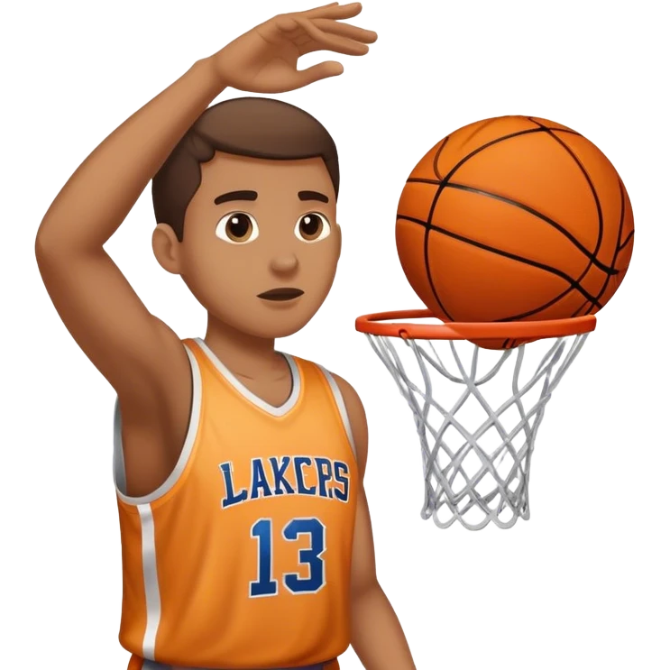 basketball going in hoop and person saying BOOOOOMM emoji