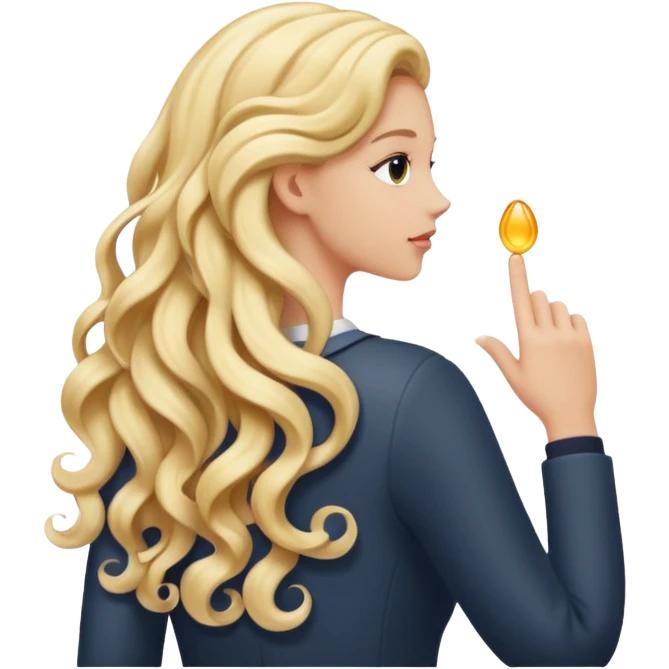 back view of a hand stroking long blonde curls emoji