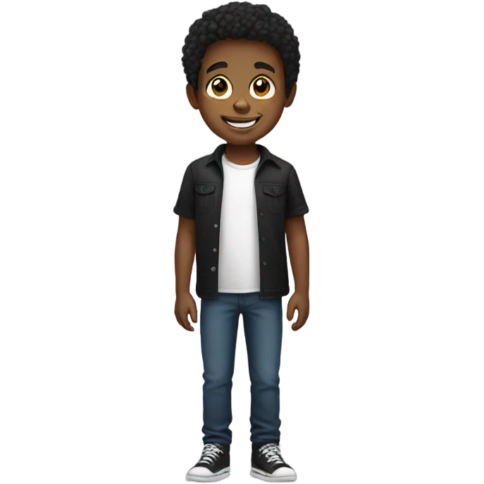 smiling boy in black shirt emoji