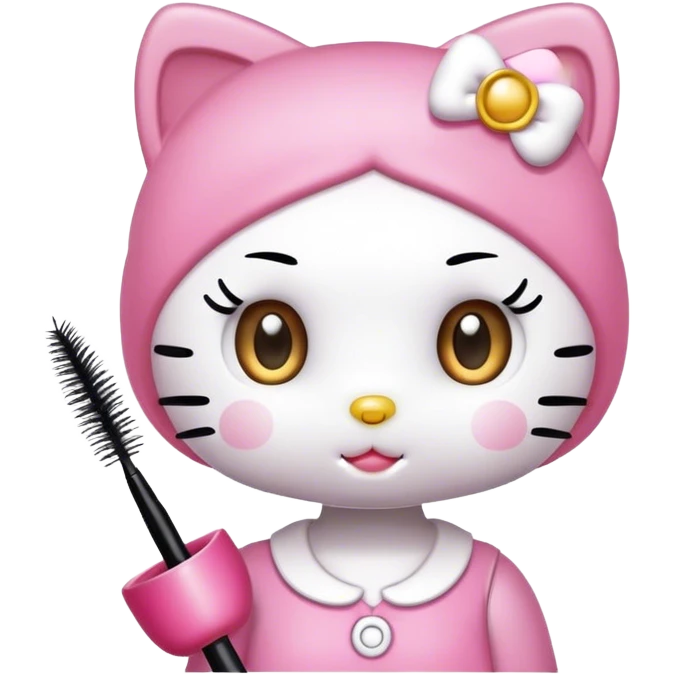  hello Kitty SANRIO holding an eyelash spoolie emoji