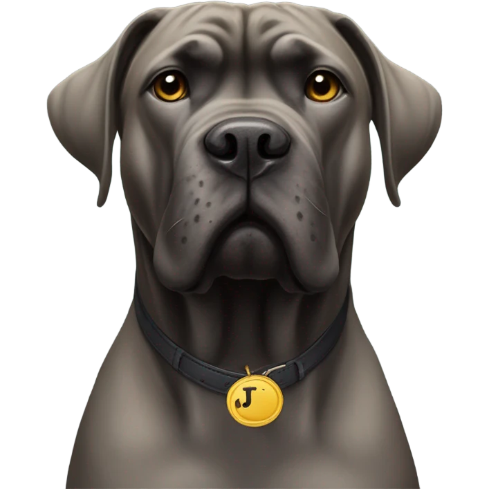 A Cane Corso with a monogrammed J. J. C. on his chest. emoji