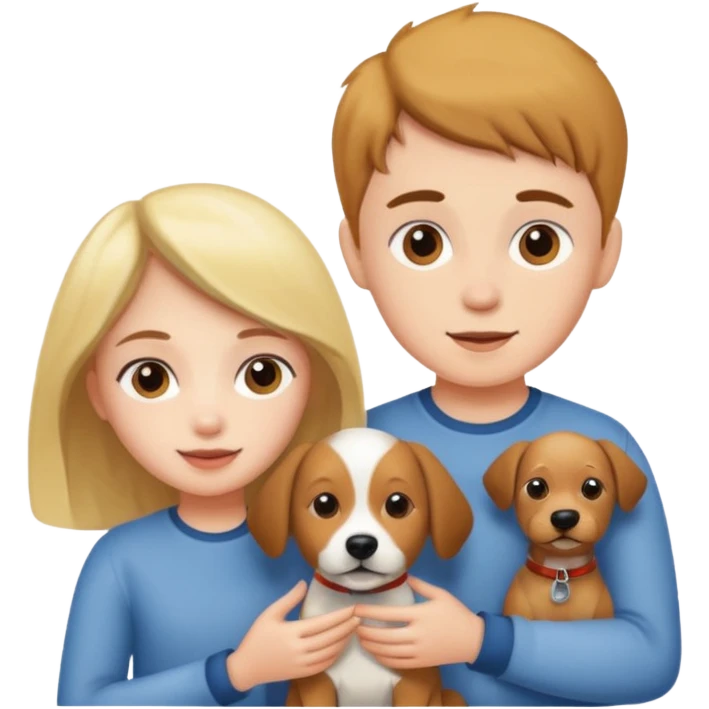 Girl and boy with a dog emoji