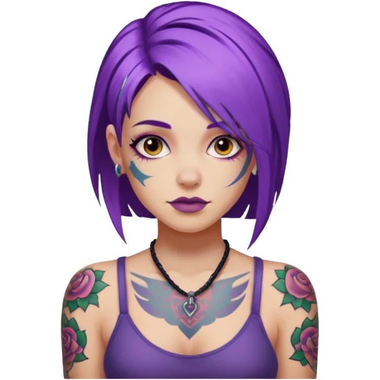 women with tatoos and hightlight that tatoos with purple hair emoji