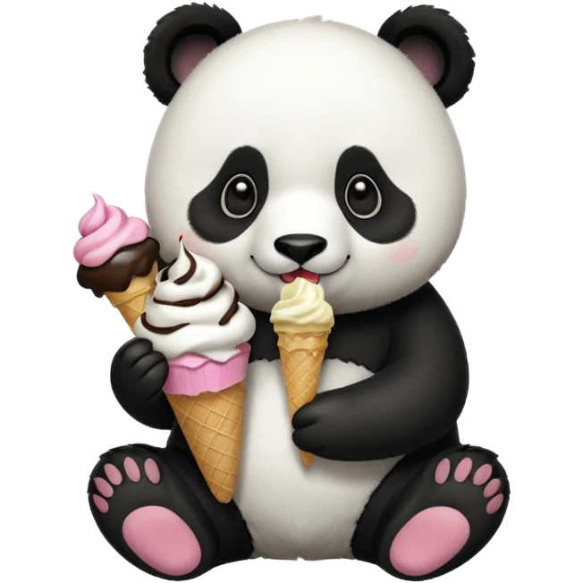 Panda eating ice cream emoji