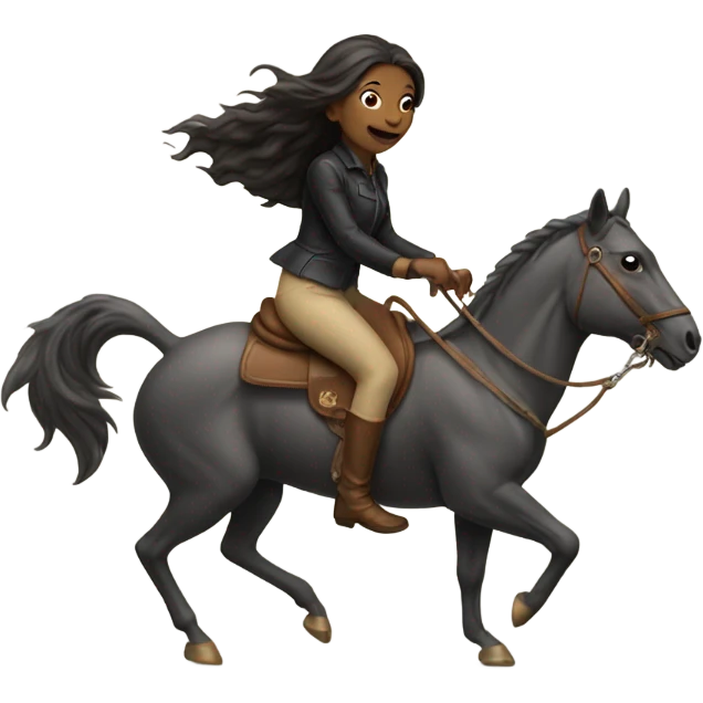 Woman riding a rat like a horse emoji