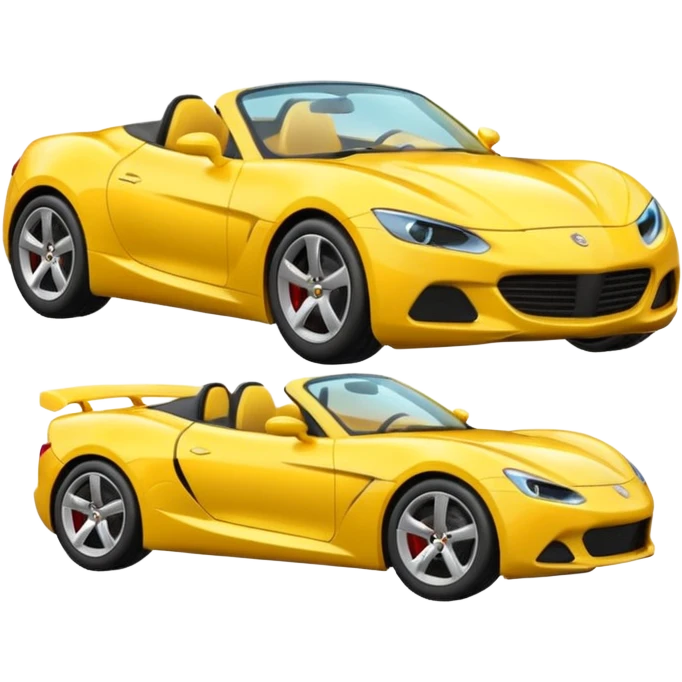 Generate a high-quality 3D cartoon-style emoji of a yellow sports car, sleek and shiny, realistic shading, smooth gradient colors, rounded and cute appearance, simple white background, high-resolution. emoji
