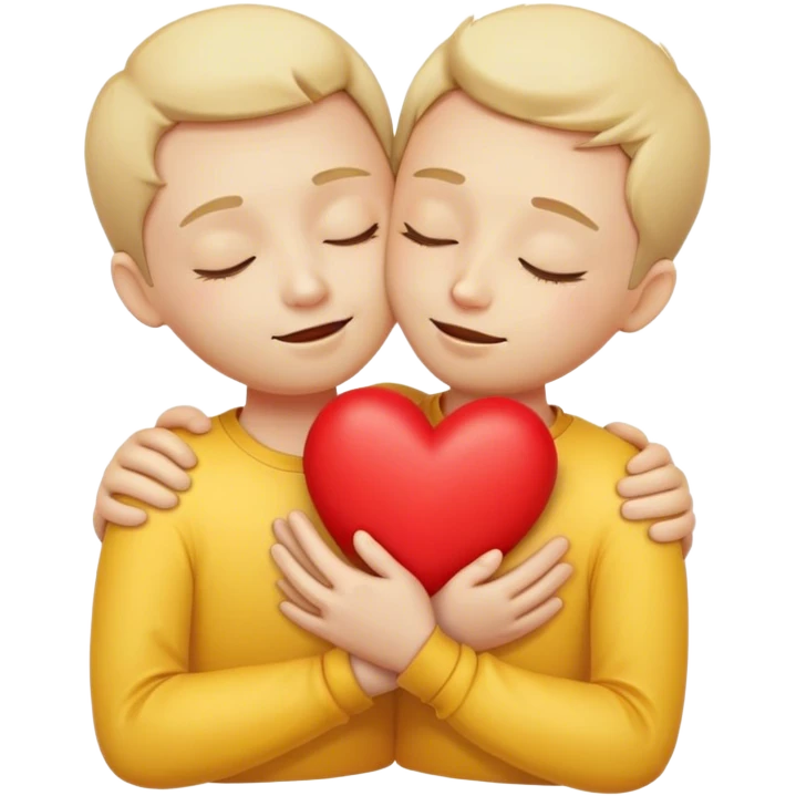 yellow face emoticon with closed eyes hugging a red heart with both hands showing care, support, and presence emoji