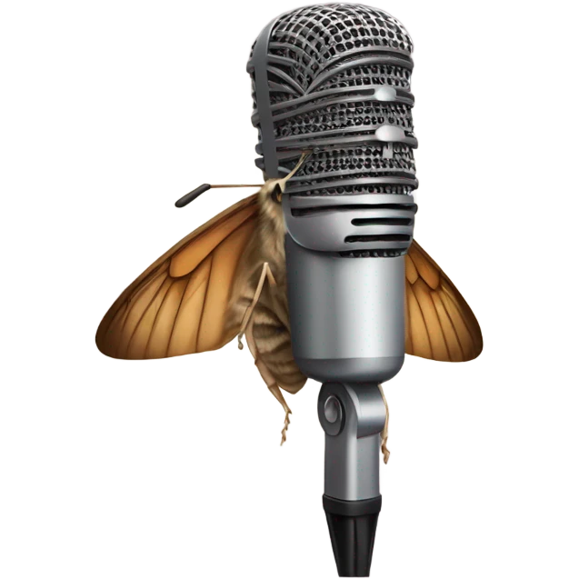 Moth singing on a microphone emoji