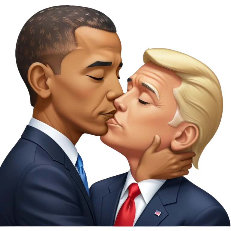 Barack Obama kissing Donald Trump emoji