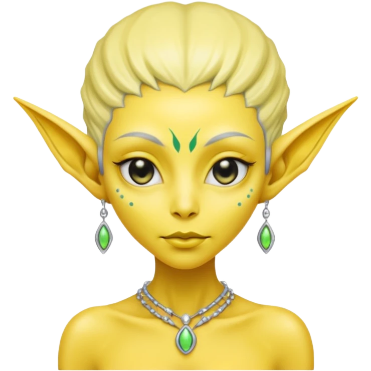  lady alien with yellow skin, Half body. emoji