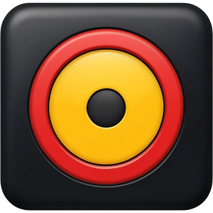 a black and red rectangle with a medium-sized yellow circle in the middle emoji