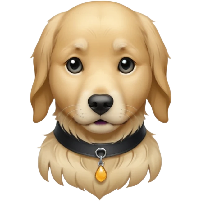 Sad golden retriever dog with tears in eyes, wearing gothic accessories  emoji
