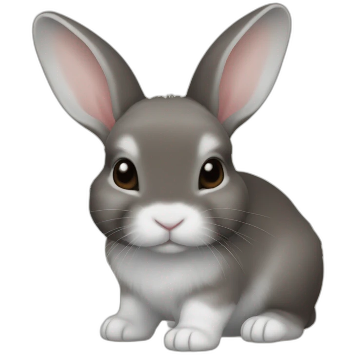 Netherland dwarf bunny with brown / grey fur and white nose and front of toes emoji