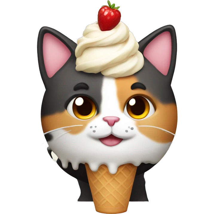calico cat with icecream sundae  emoji