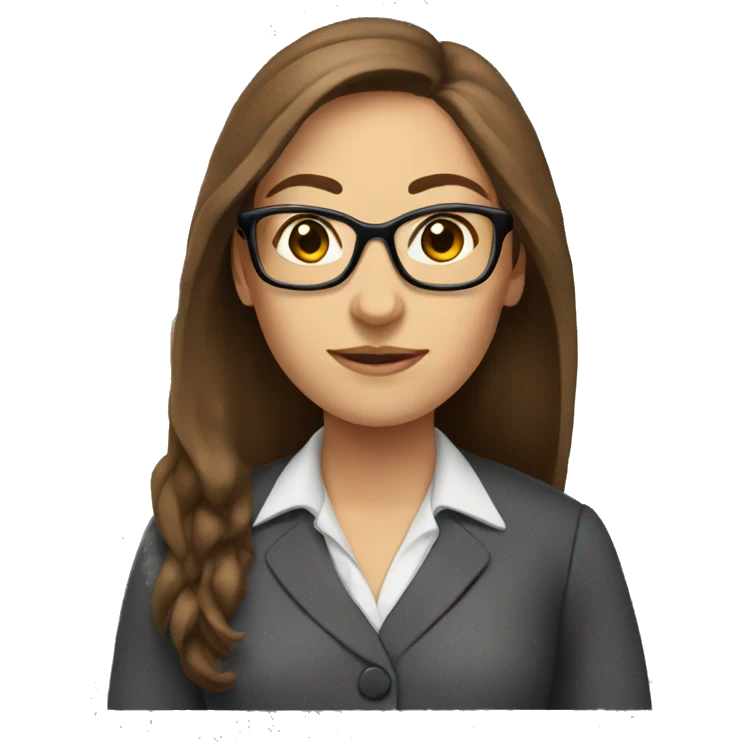 Female teacher in classroom long brown hair glasses emoji