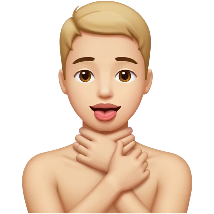 arms crossed holding neck with tounge out emoji
