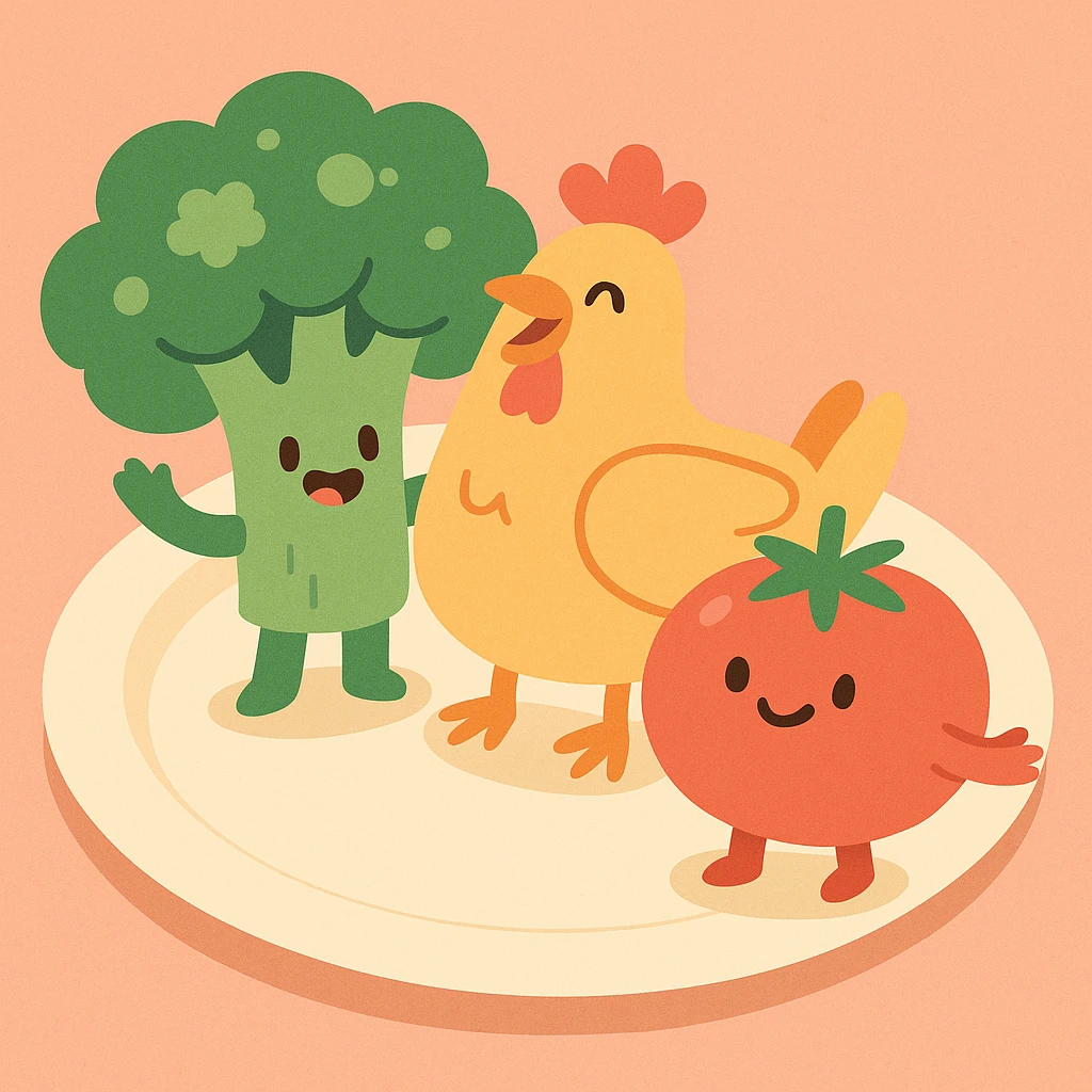Meal broccoli chicken and tomato  emoji