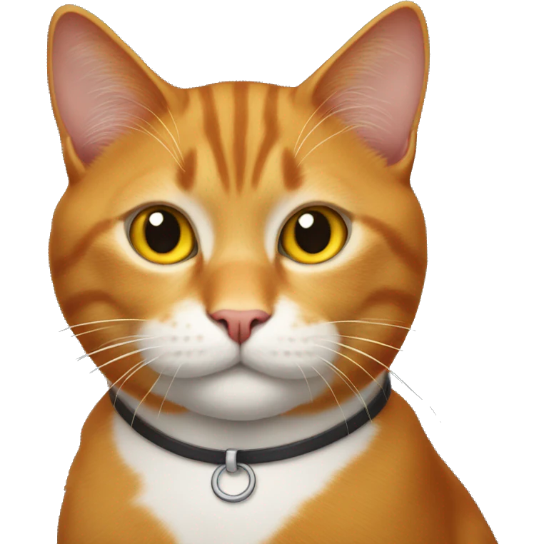 A red cat with a white collar and yellow eyes. emoji
