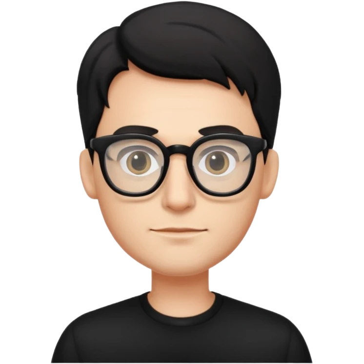MAn with big glasses,black wear emoji