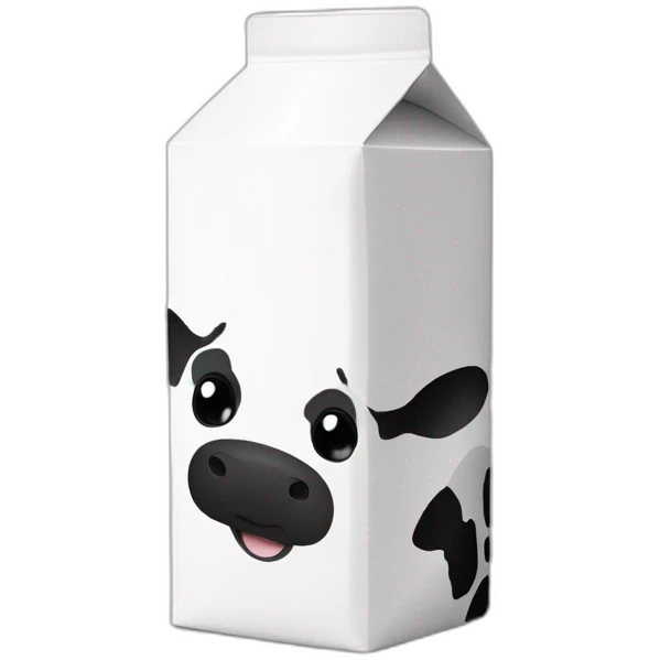 cute milk carton with black eyes with cow design black and white all over emoji