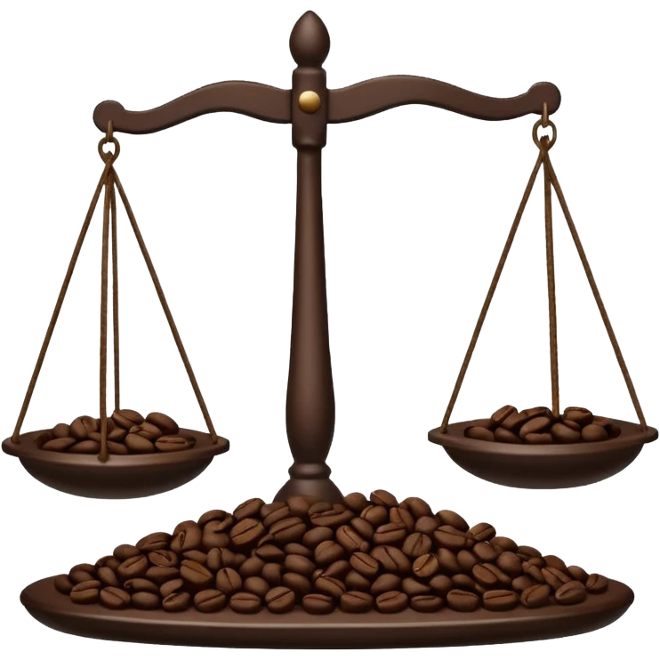 Simple balance scale with coffee on the strong side and sleep on the weak side emoji