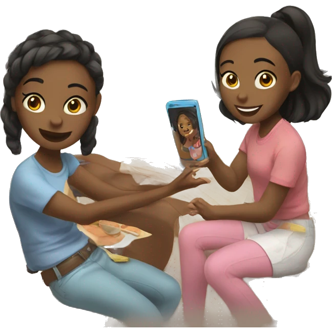 Girls having fun indoors emoji