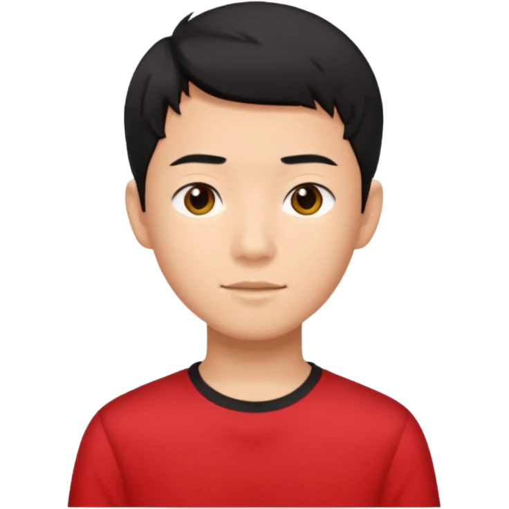 asian male teenager black short hair red shirt emoji