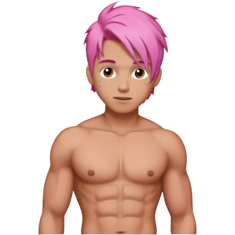 Male pink hair abs 6pack core blonde skin curves emoji