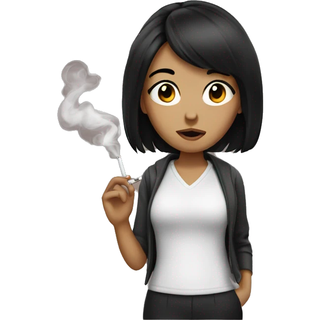 Girl with black hair smoking  emoji