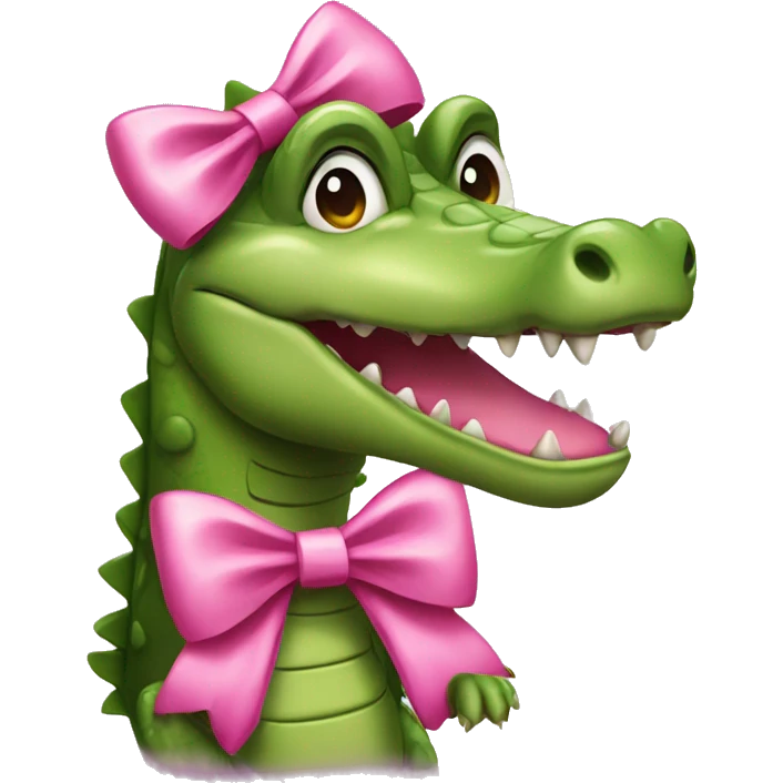 Demure crocodile with pink bows  emoji