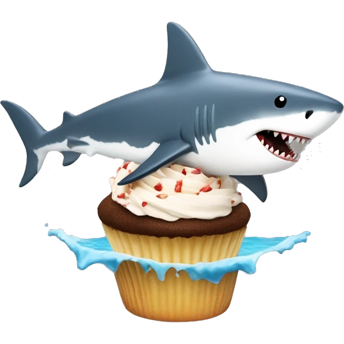 Shark surfing on a cupcake with a penguin on its shoalder  emoji