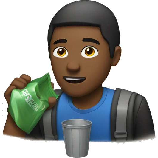 guy listening to trash emoji