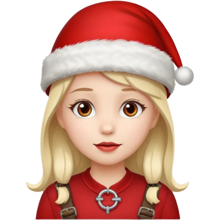 Girl in red Christmas hat with buckle accent.









































 emoji
