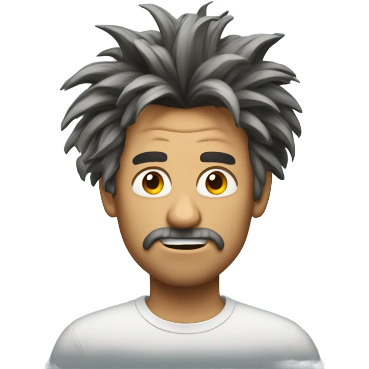 Man going crazy with wild hair emoji