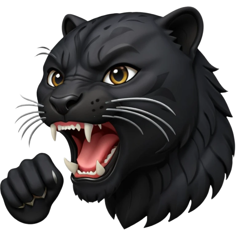 black panther with open mouth roaring emoji