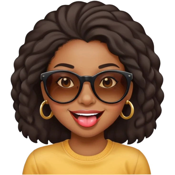 Black girl wearing sunglasses with tongue out emoji