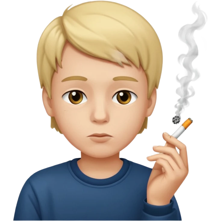 a young boy with a sigarette  emoji