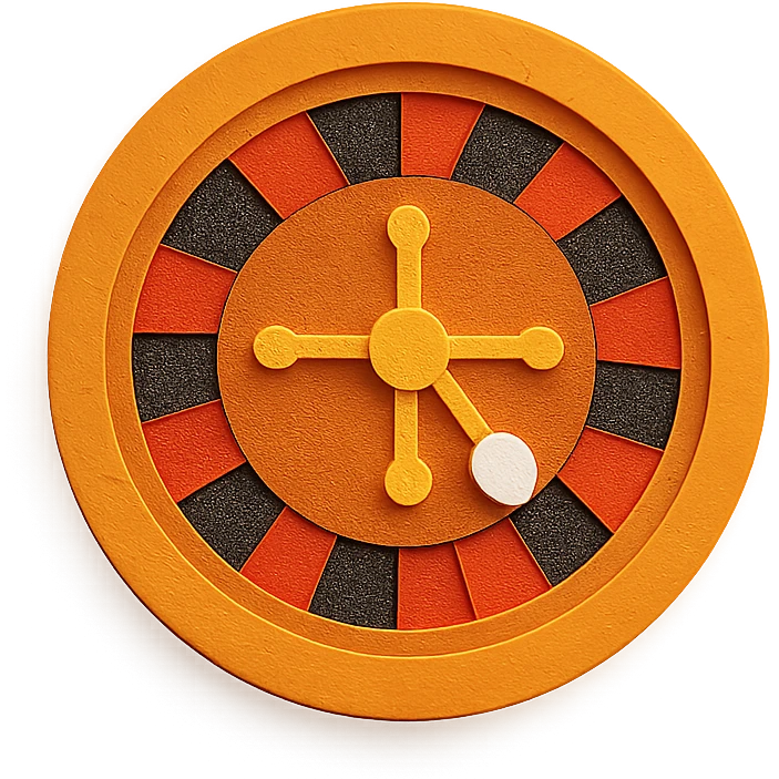 paper craft style orange roulette wheel emoji