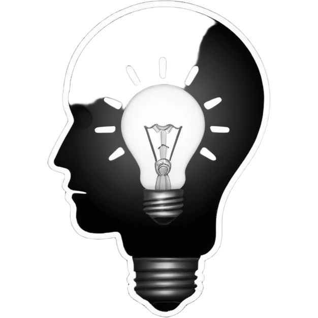 silhouette of a head with a broken light bulb inside emoji