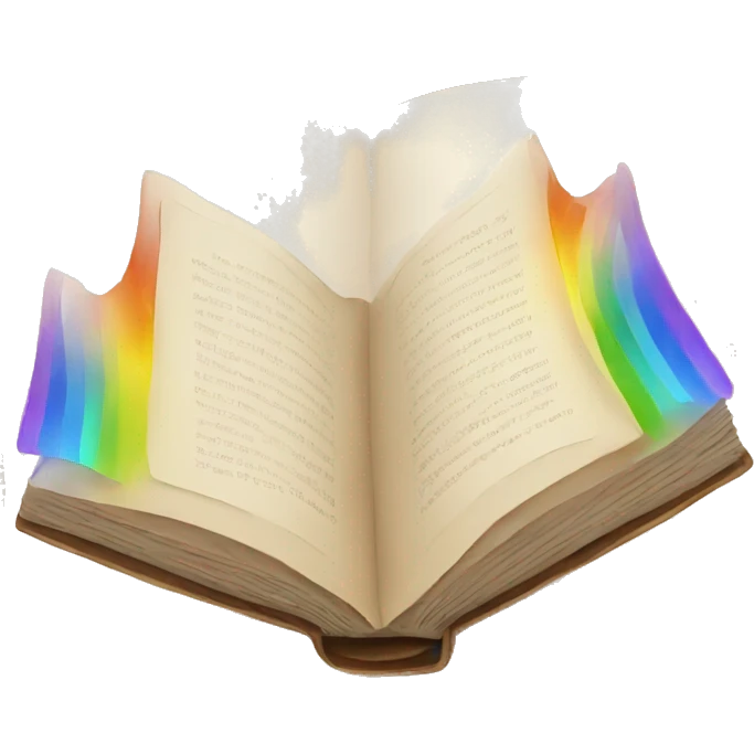 Open book with rainbow emoji
