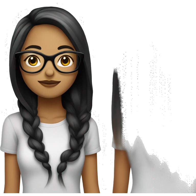 Chica blanca de cabello largo negro con gafas emoji