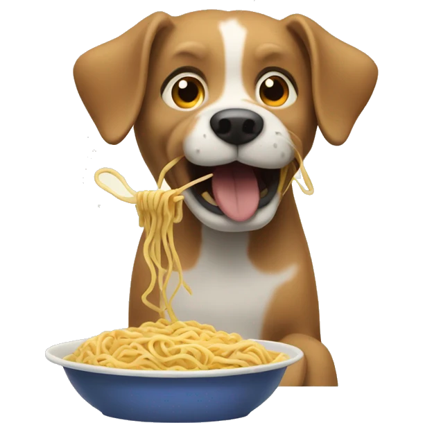 Dog eating noodles emoji