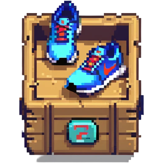 dark 2d power up crate with a running shoe symbol for speed boost emoji