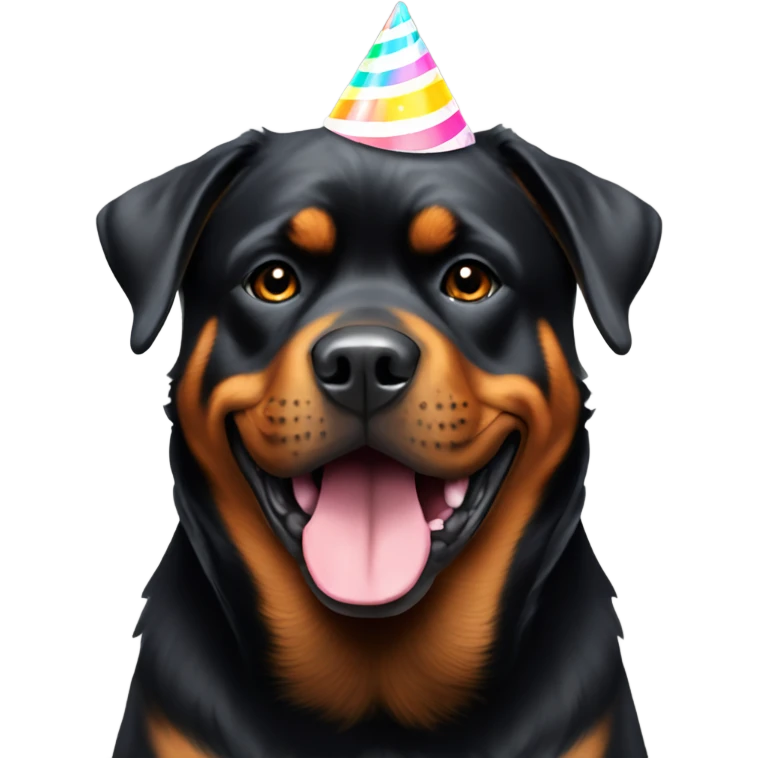 Rottweiler with birthday hat emoji