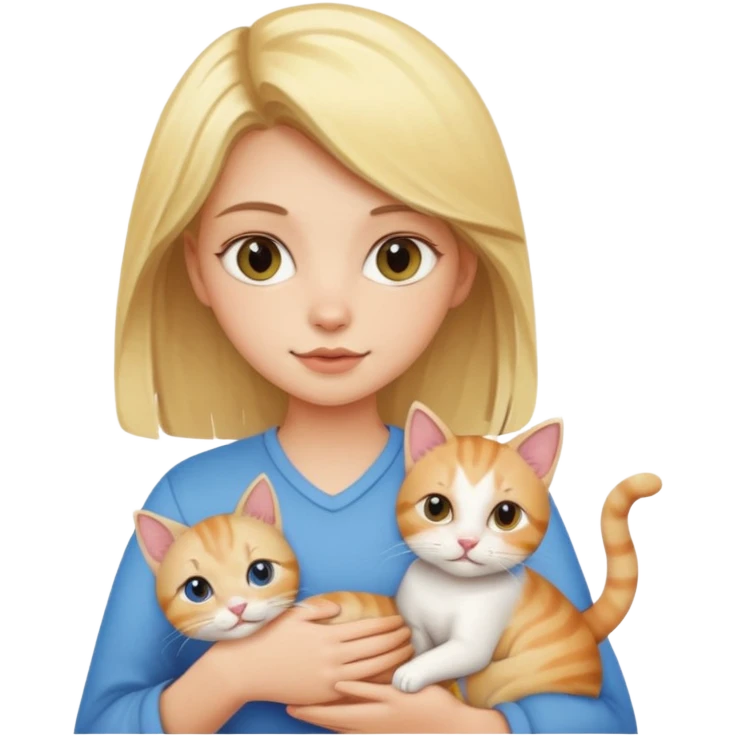 Chica rubia cargando a su gato tricolor  emoji