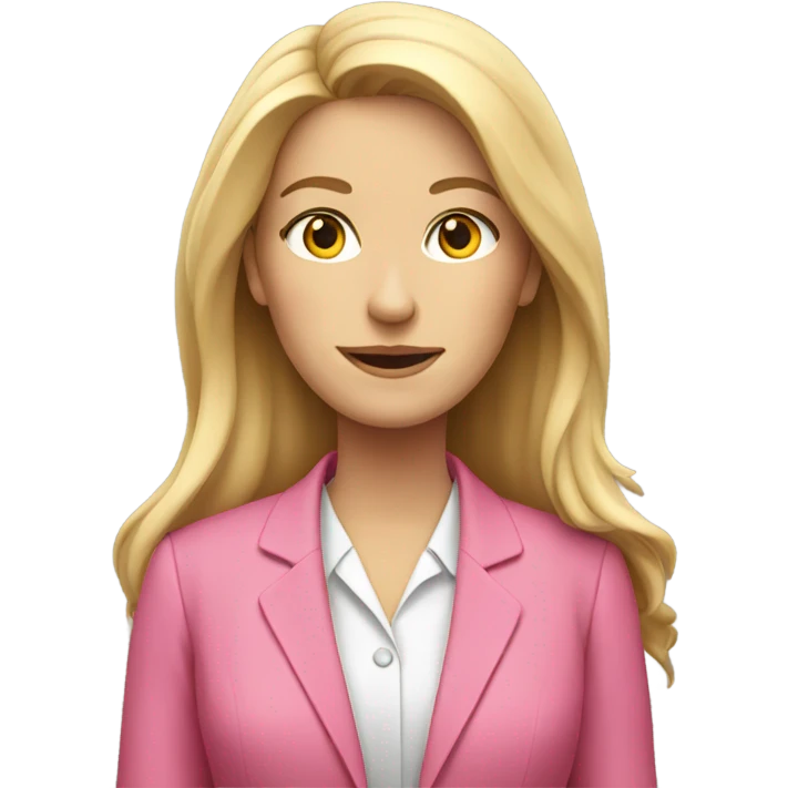 secretary-like whie women with loose long hair in pink suit emoji