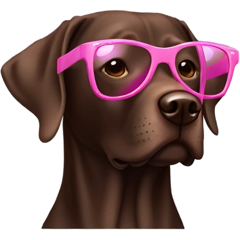 A chocolate lab wearing pink sunglasses emoji